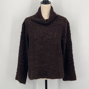 Eileen Fisher Womens Pullover Sweater Brown Mohair Blend Long Sleeve Cowl Neck M
